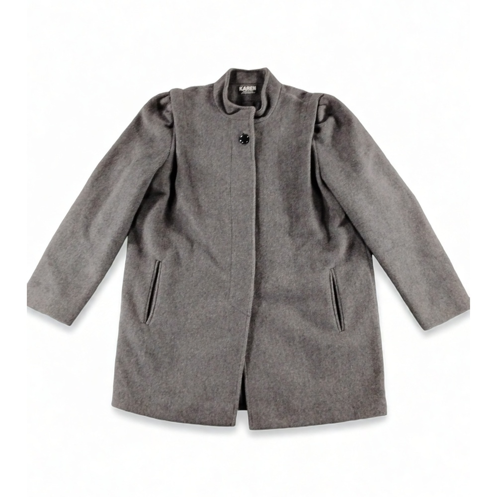 Karen Kane Wool Cashmere Coat Jacket Womens Structured Minimalist Stand-Up